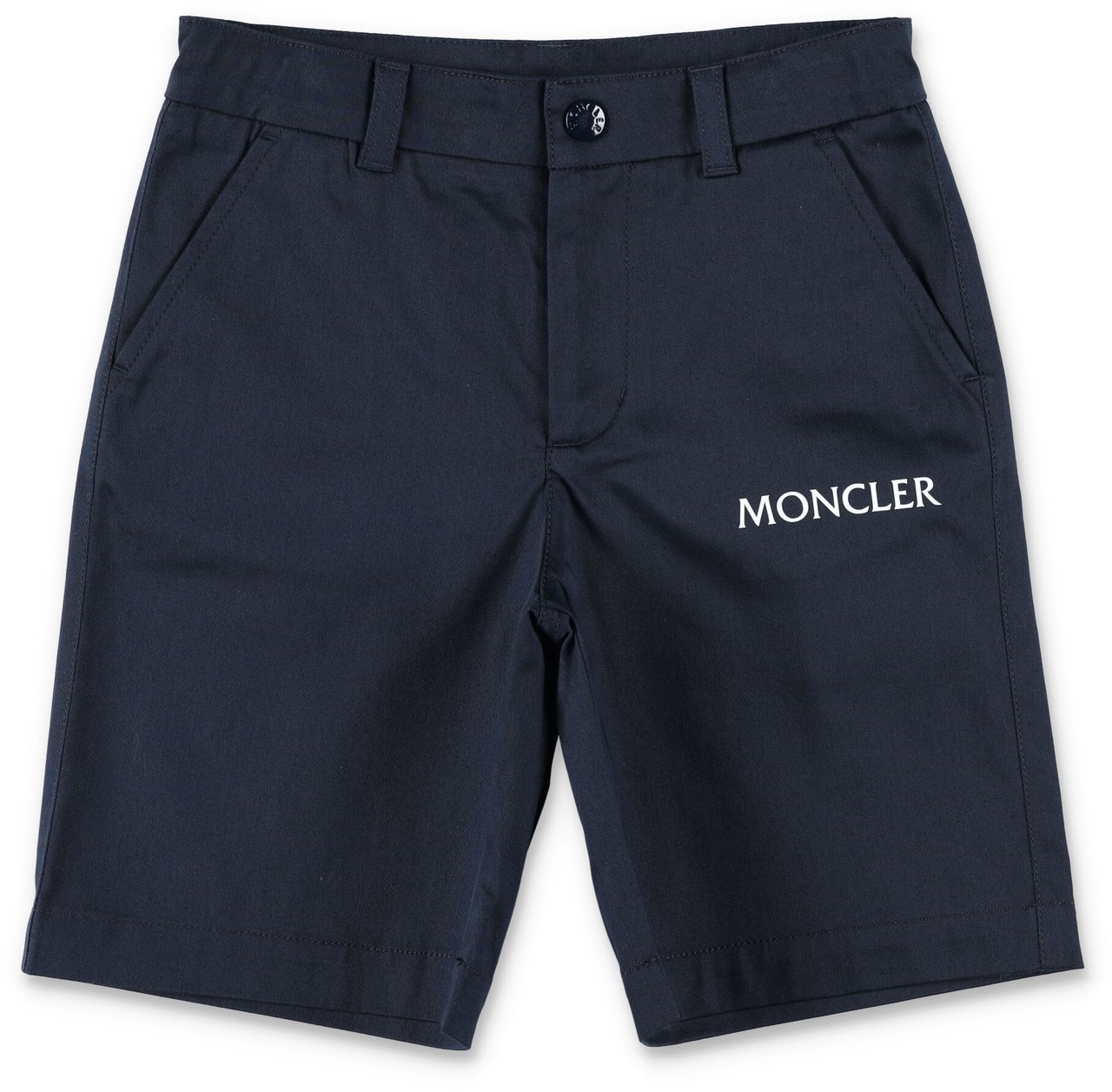 Moncler Kid - Logo cotton gabardine shorts Blauw