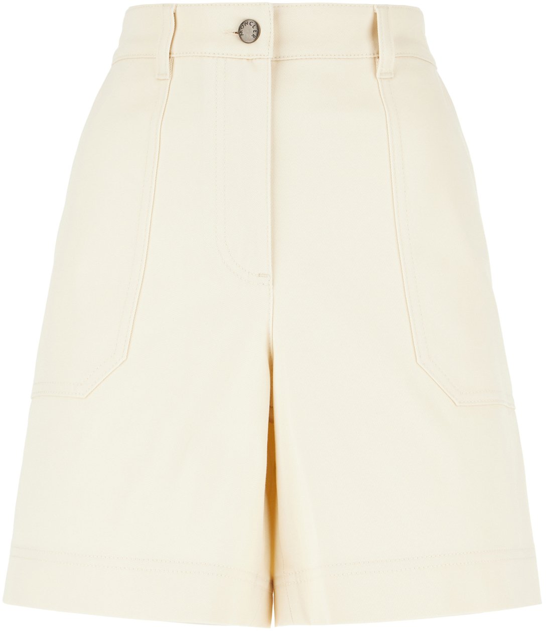 Moncler Moncler Ivory stretch cotton bermuda shorts Neutraal