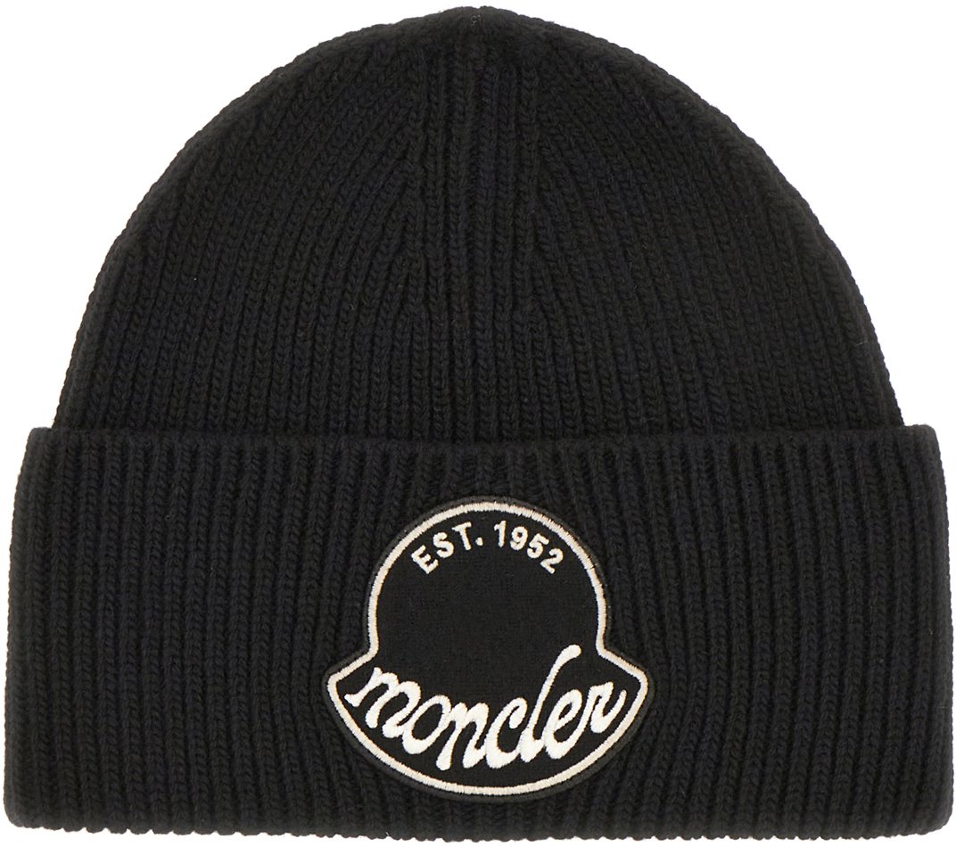 Moncler Moncler Black wool beanie hat Zwart