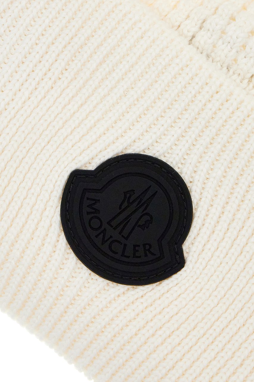 Moncler Moncler Ivory cotton beanie hat Neutraal