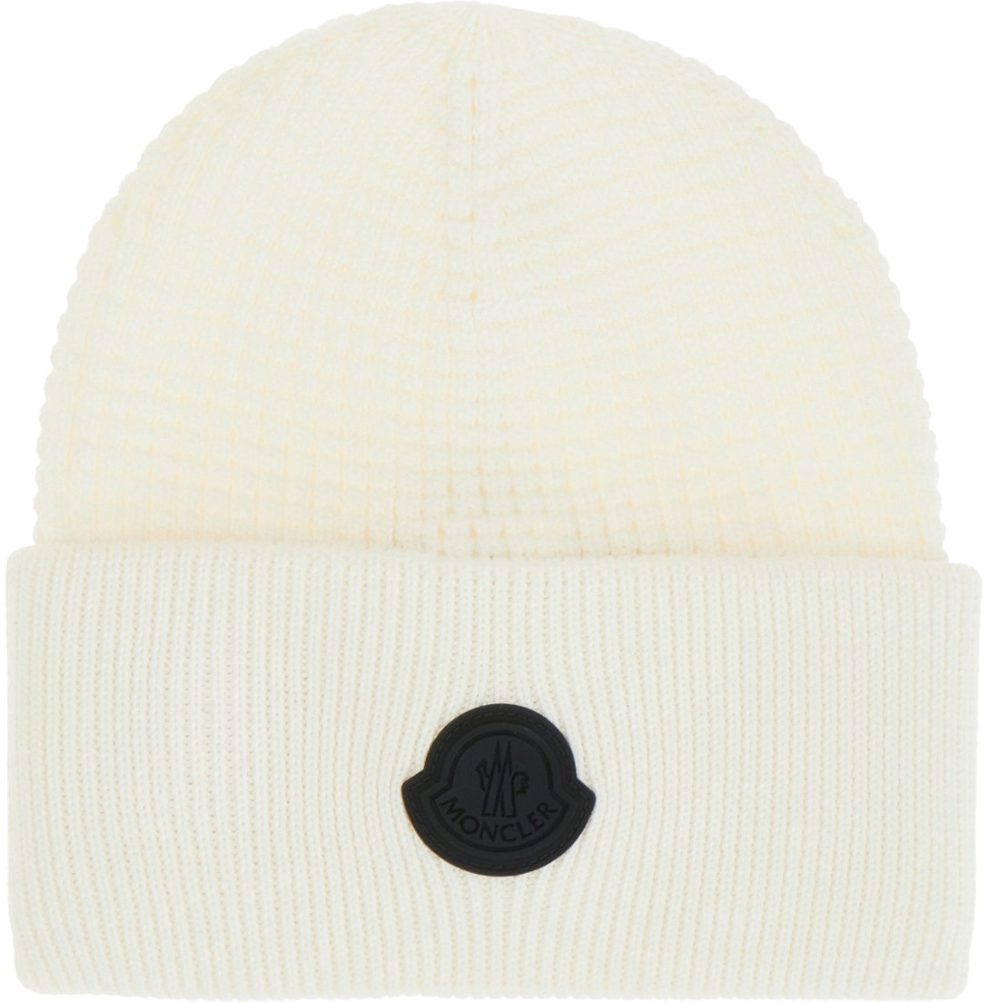 Moncler Moncler Ivory cotton beanie hat Neutraal