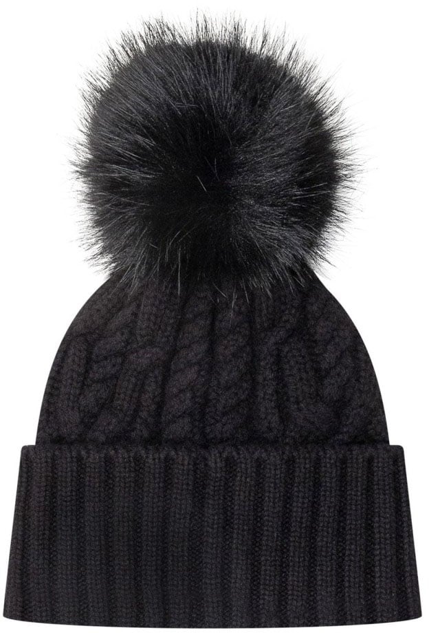 Moncler Textured Cable Knit Beanie Zwart
