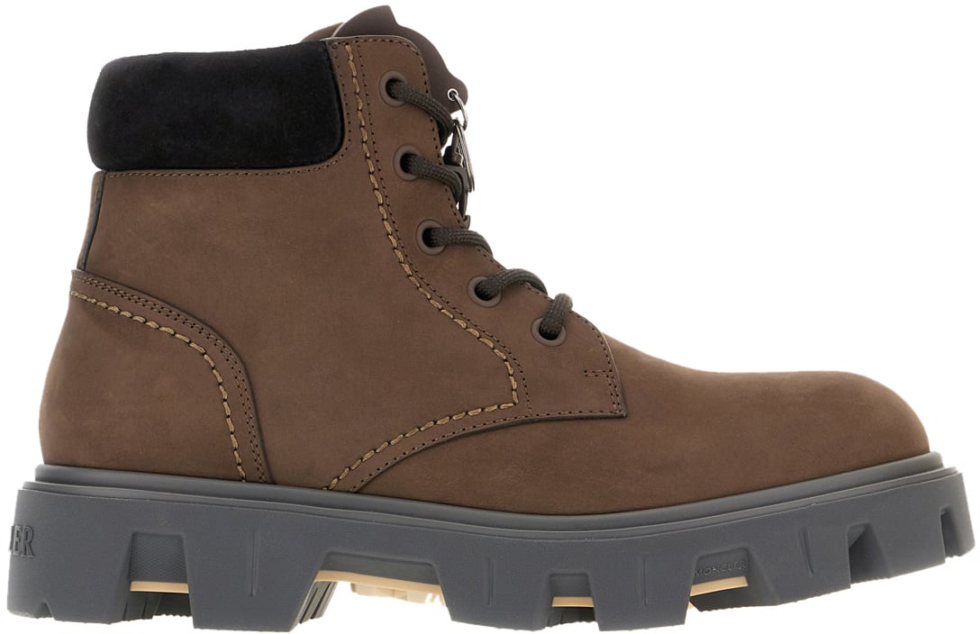 Moncler Moncler Brown suede Peak ankle boots Bruin