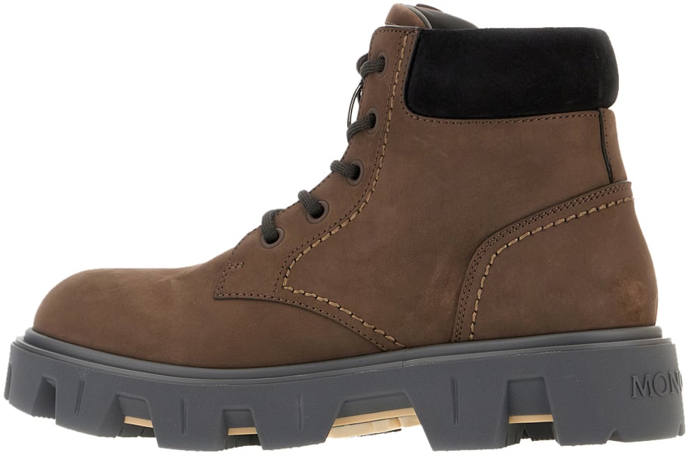 Moncler Moncler Brown suede Peak ankle boots Bruin