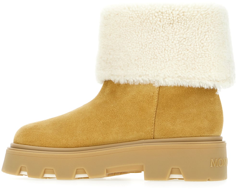 Moncler Beige shearling Aurea ankle boots Beige