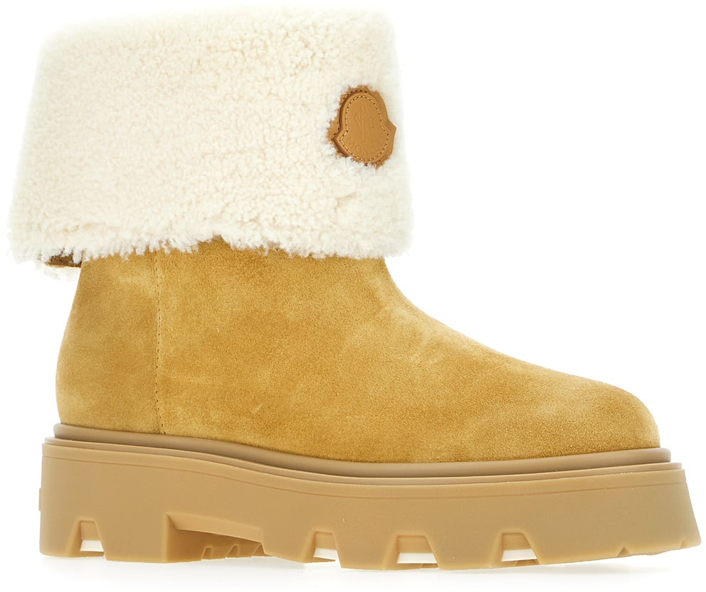Moncler Beige shearling Aurea ankle boots Beige
