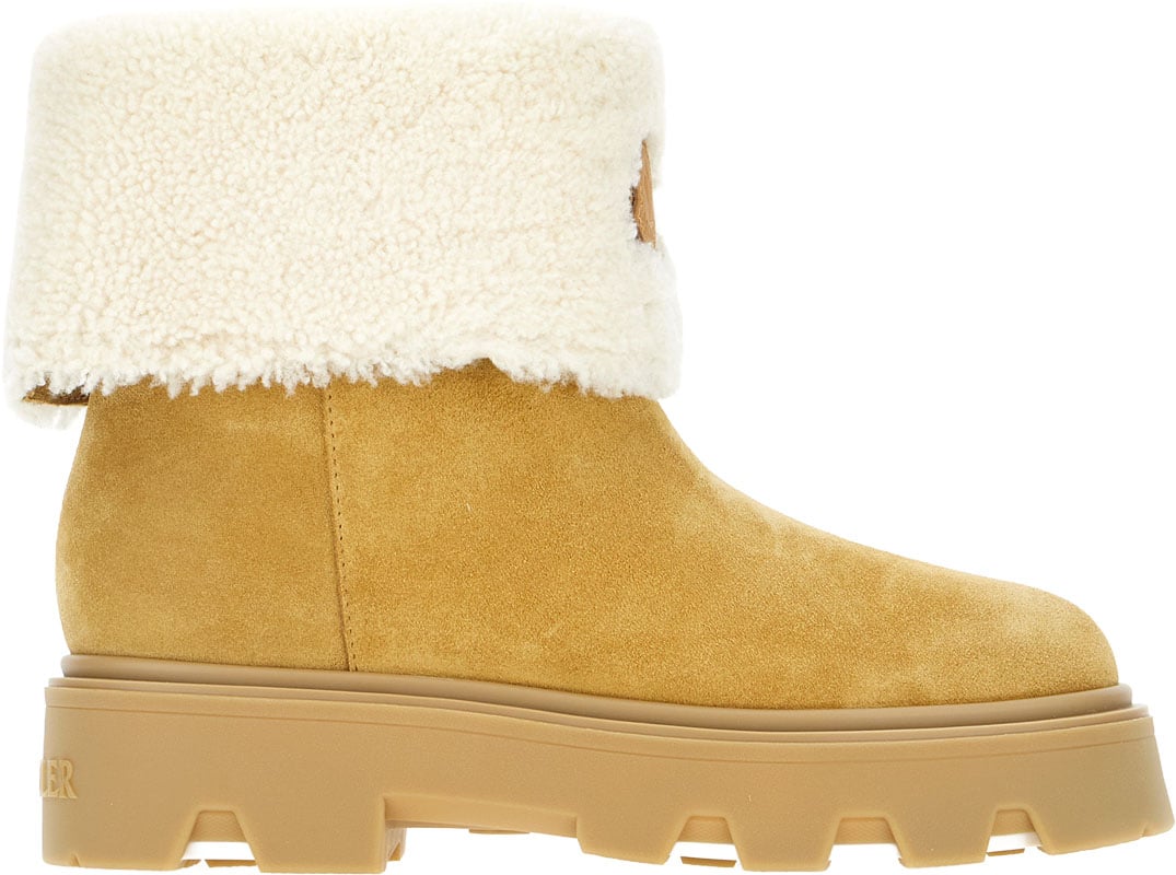 Moncler Beige shearling Aurea ankle boots Beige