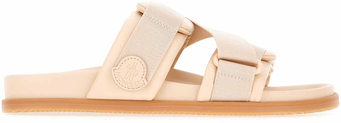 Moncler Moncler Pink leather and fabric sandals Roze