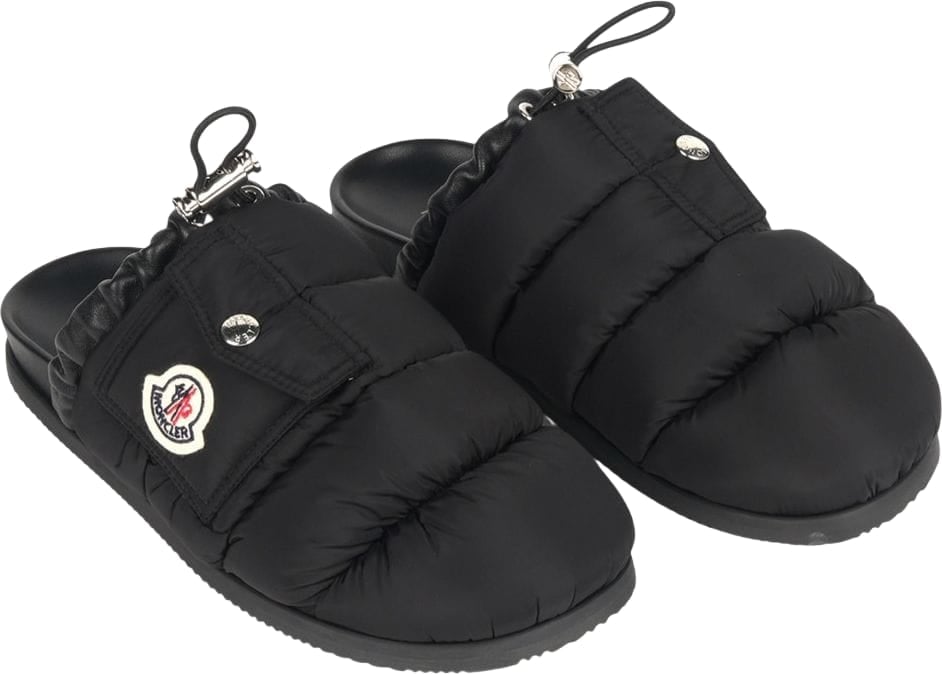 Moncler Pantofola imbottita con tasca nera Zwart