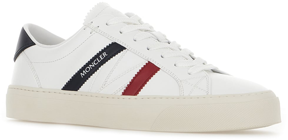 Moncler Moncler White leather Monaco M sneakers Wit