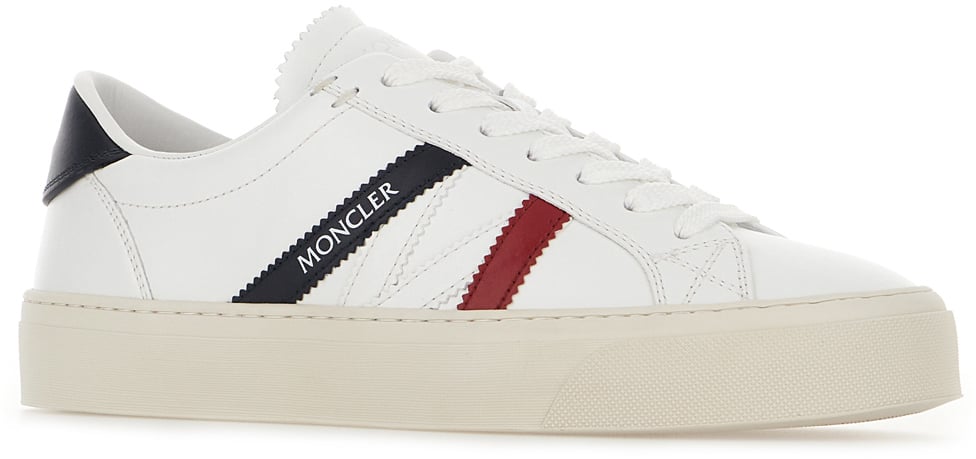 Moncler Moncler White leather Monaco 2 sneakers Wit