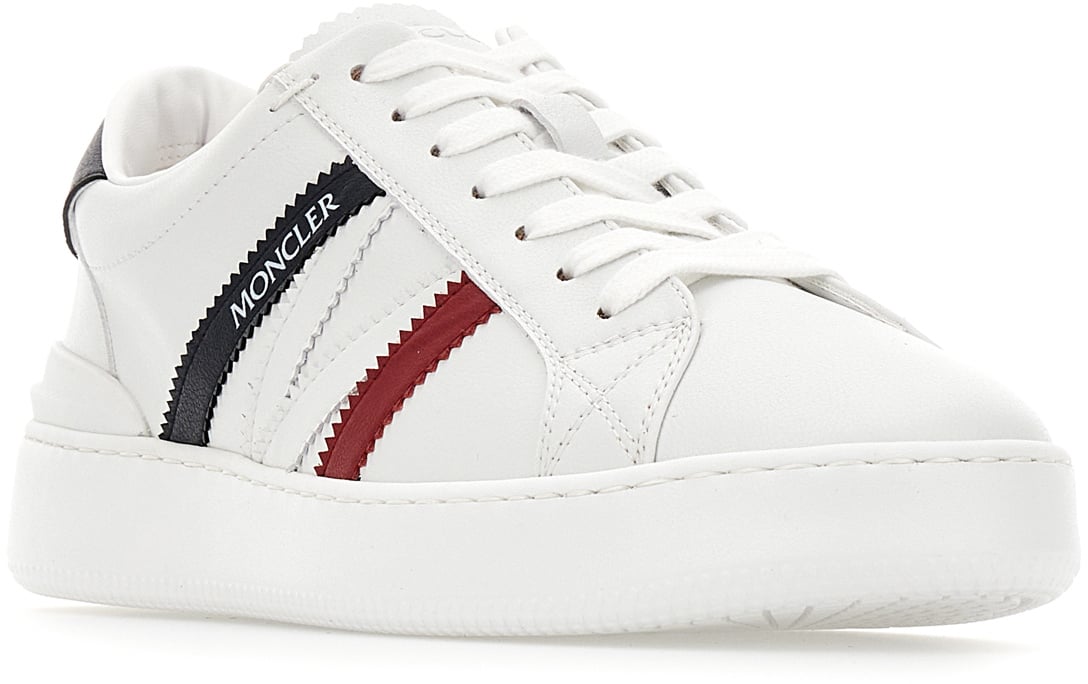 Moncler Moncler White synthetic leather Monaco M sneakers Wit