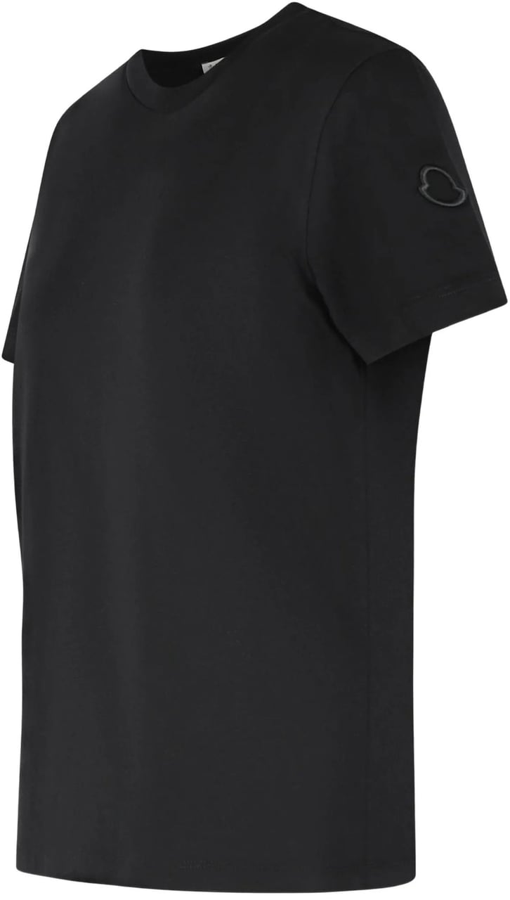 Moncler Black Crew Neck Short-Sleeved Top Zwart