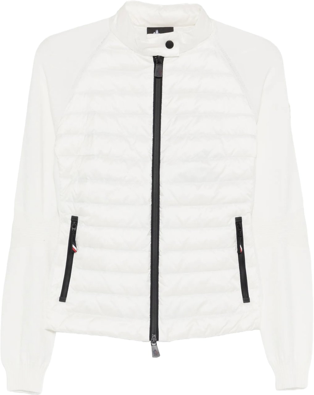 Moncler Black Quilted Panel Zip Cardigan Wit