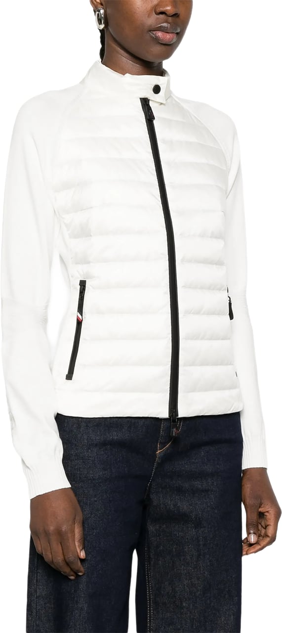 Moncler Black Quilted Panel Zip Cardigan Wit