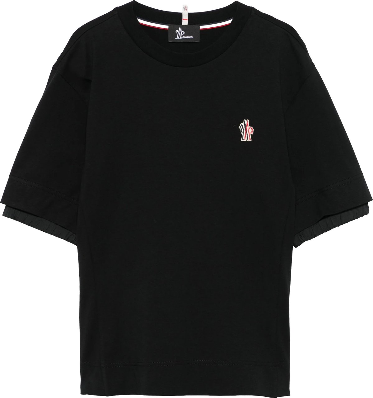 Moncler Black Cropped Cotton T-Shirt Zwart