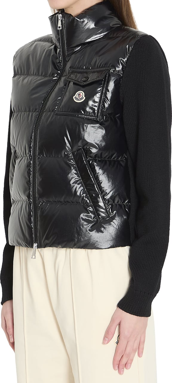 Moncler Padded wool cardigan Zwart