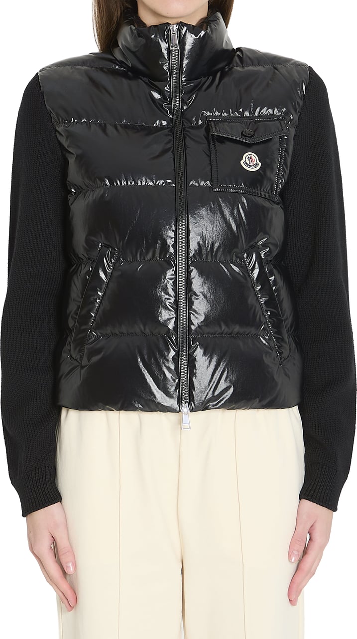 Moncler Padded wool cardigan Zwart