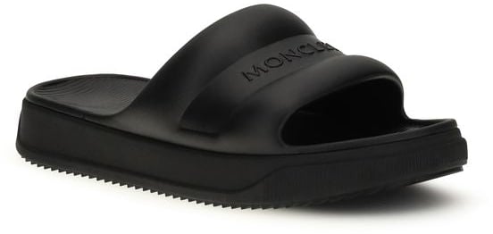 Moncler Black Rubber Flat Sandals Zwart