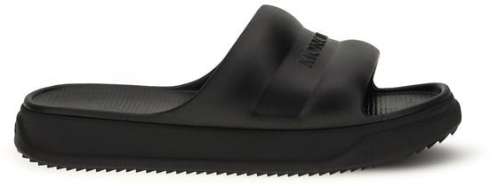 Moncler Black Rubber Flat Sandals Zwart