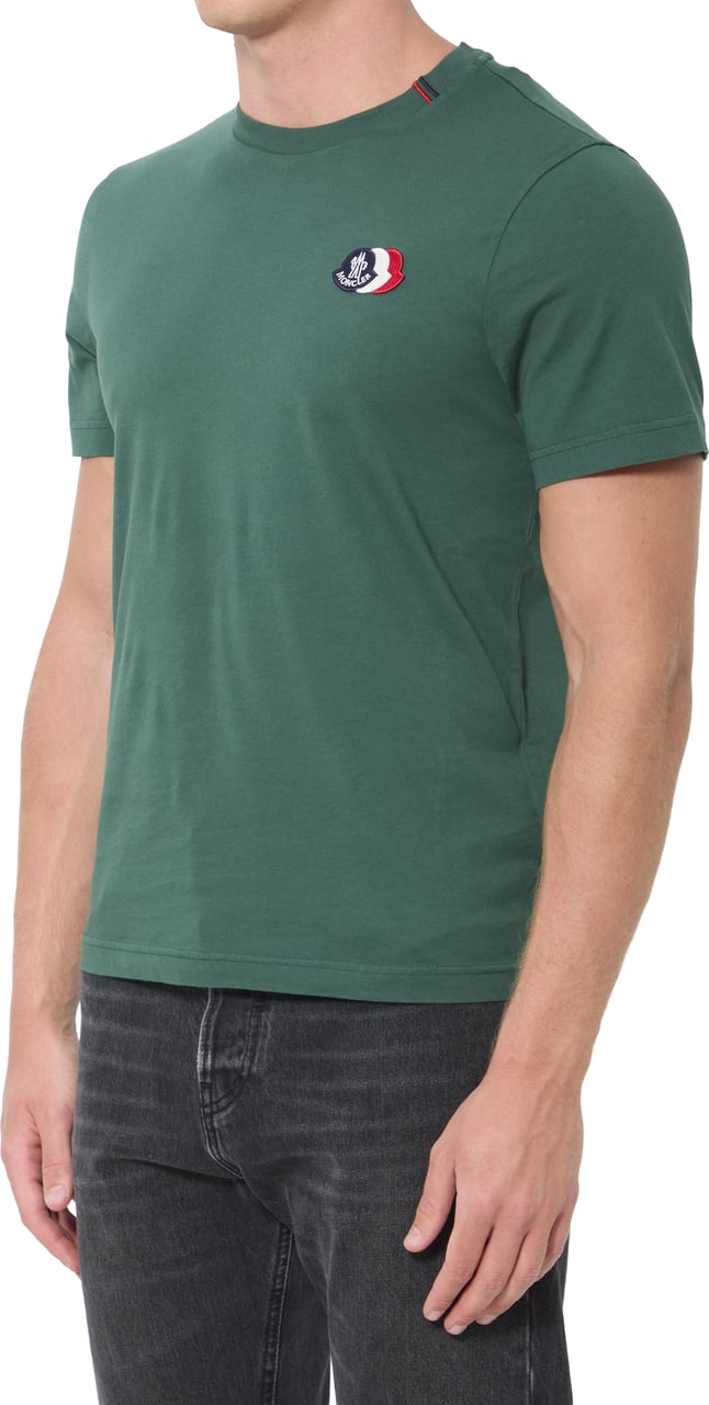 Moncler Cotton T-shirt with tricolor logo Groen