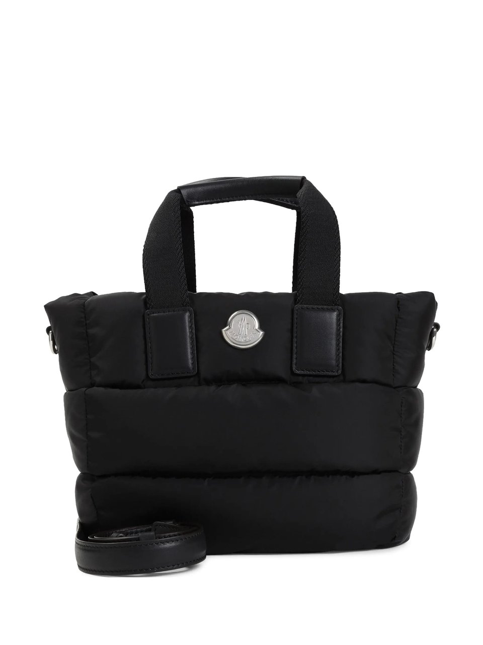 Moncler Compact Quilted Tote Bag with Leather Accents and Adjustable Strap Zwart