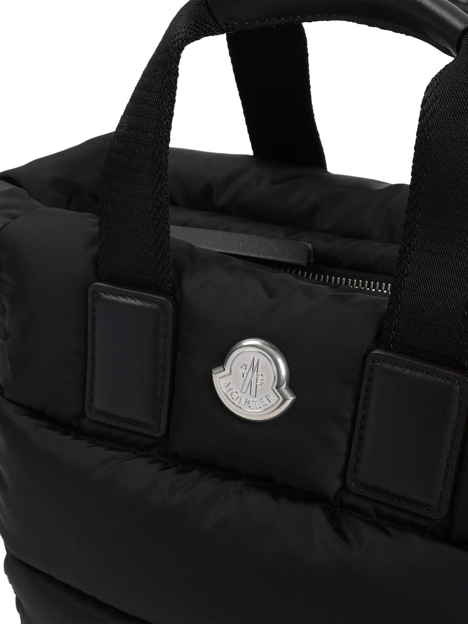 Moncler Compact Quilted Tote Bag with Leather Accents and Adjustable Strap Zwart
