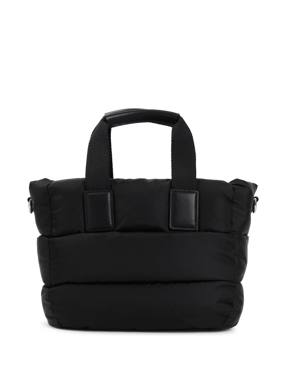 Moncler Compact Quilted Tote Bag with Leather Accents and Adjustable Strap Zwart