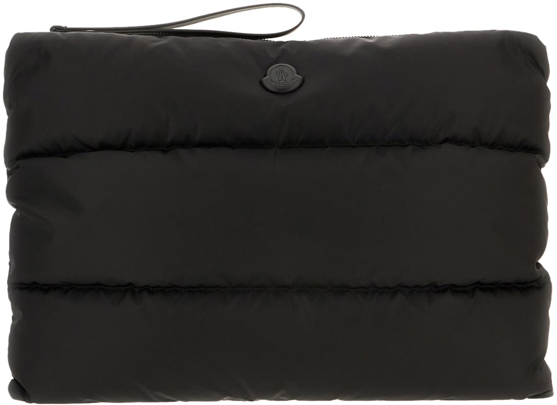 Moncler Moncler Black nylon Caradoc clutch Zwart