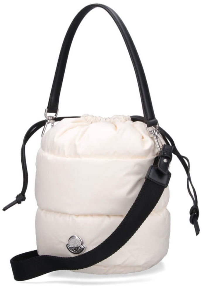 Moncler White Caradoc Quilted Nylon Bucket Bag Wit