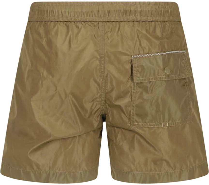 Moncler Olive Green Mid-Rise Swim Shorts Groen