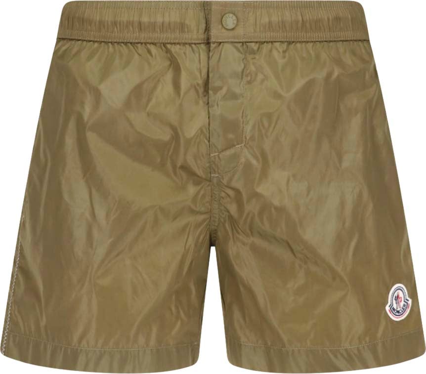 Moncler Olive Green Mid-Rise Swim Shorts Groen