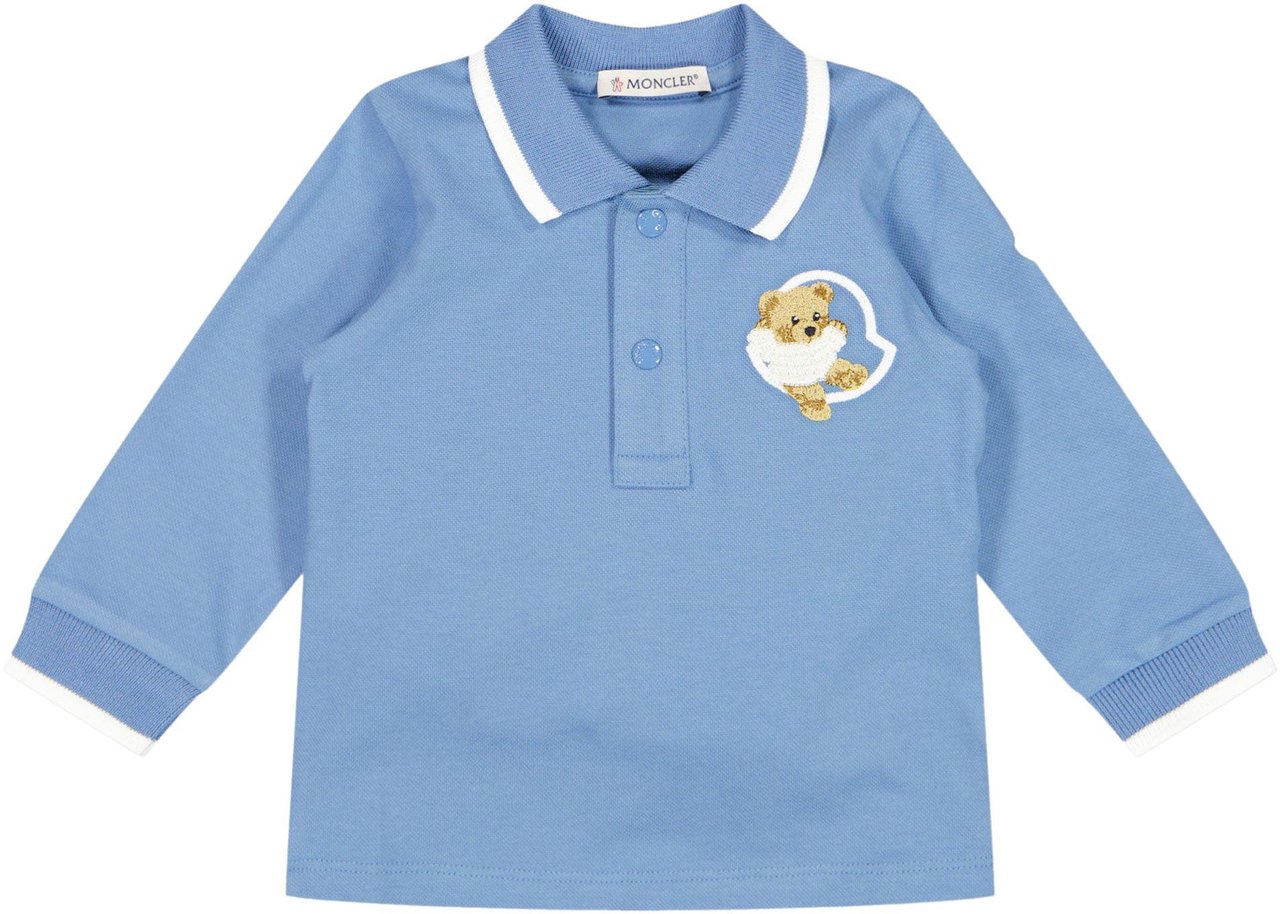 Moncler Moncler Baby Jongens Polo In Licht Blauw Blauw
