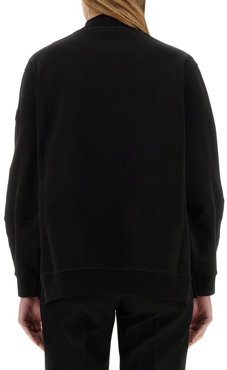 Moncler Cotton Crew Neck Sweatshirt with Signature Logo Zwart