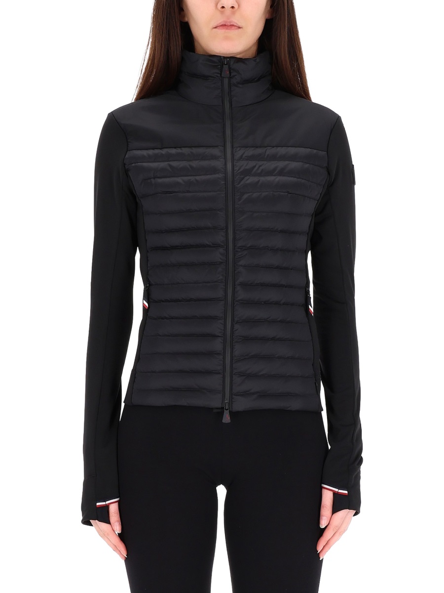 Moncler Black Padded Fitted Polyester-Blend Cardigan Zwart