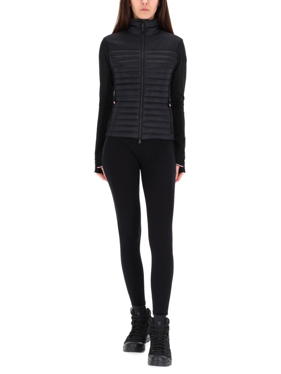 Moncler Black Padded Fitted Polyester-Blend Cardigan Zwart