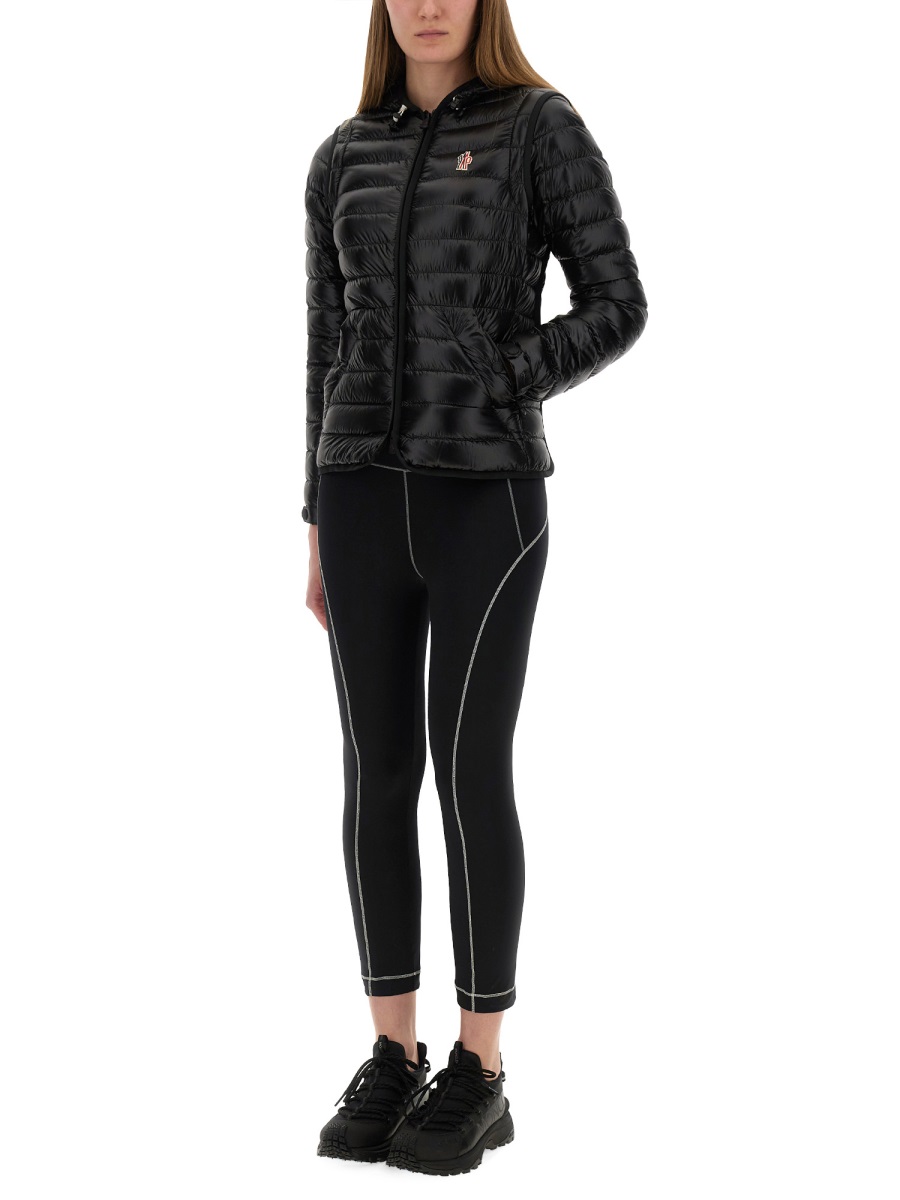 Moncler High-Waisted Slim Fit Leggings With Logo Detail Zwart