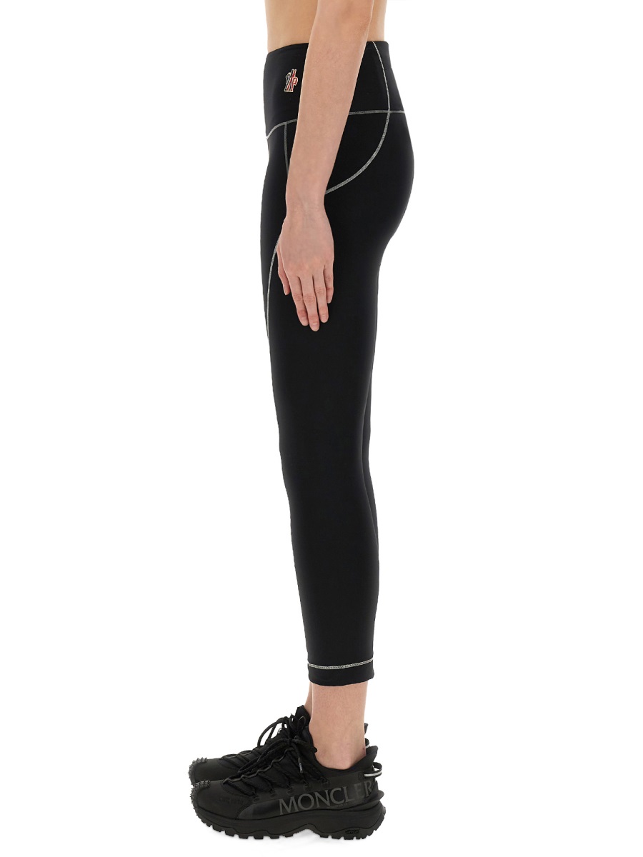 Moncler High-Waisted Slim Fit Leggings With Logo Detail Zwart