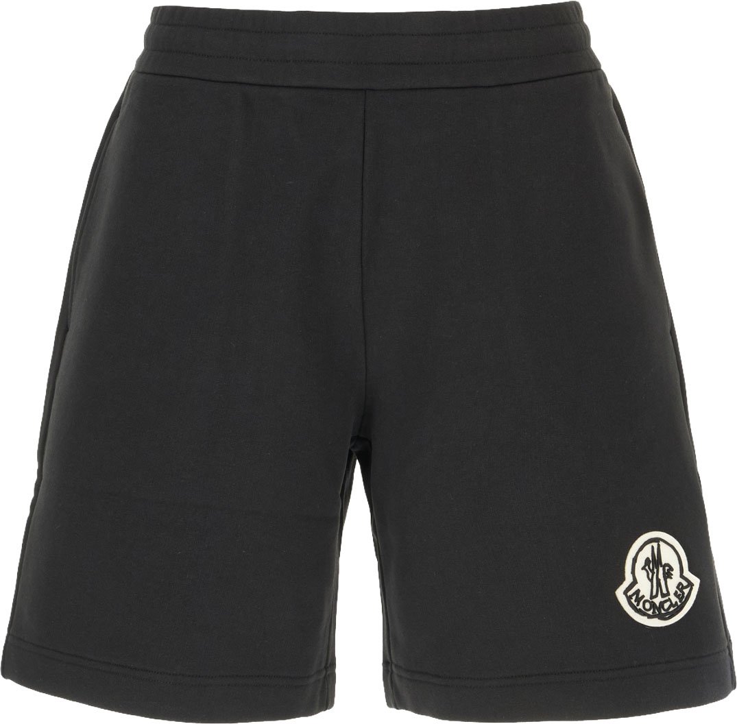 Moncler Black cotton bermuda shorts Zwart
