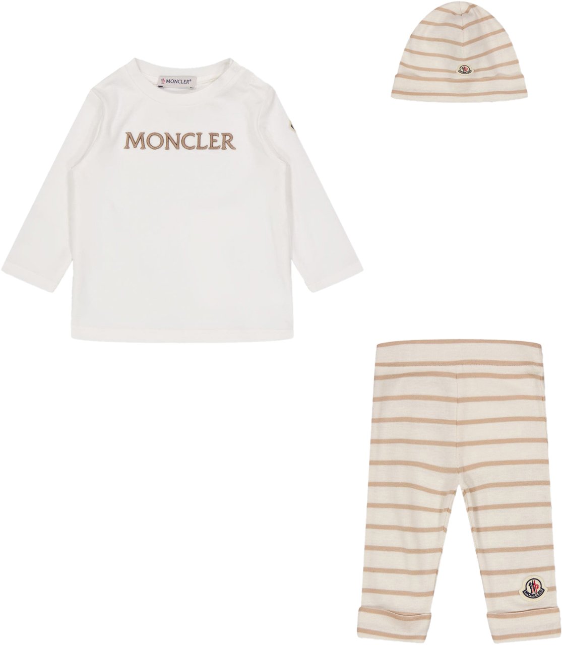 Moncler Moncler Baby Unisex Setje In Beige Beige