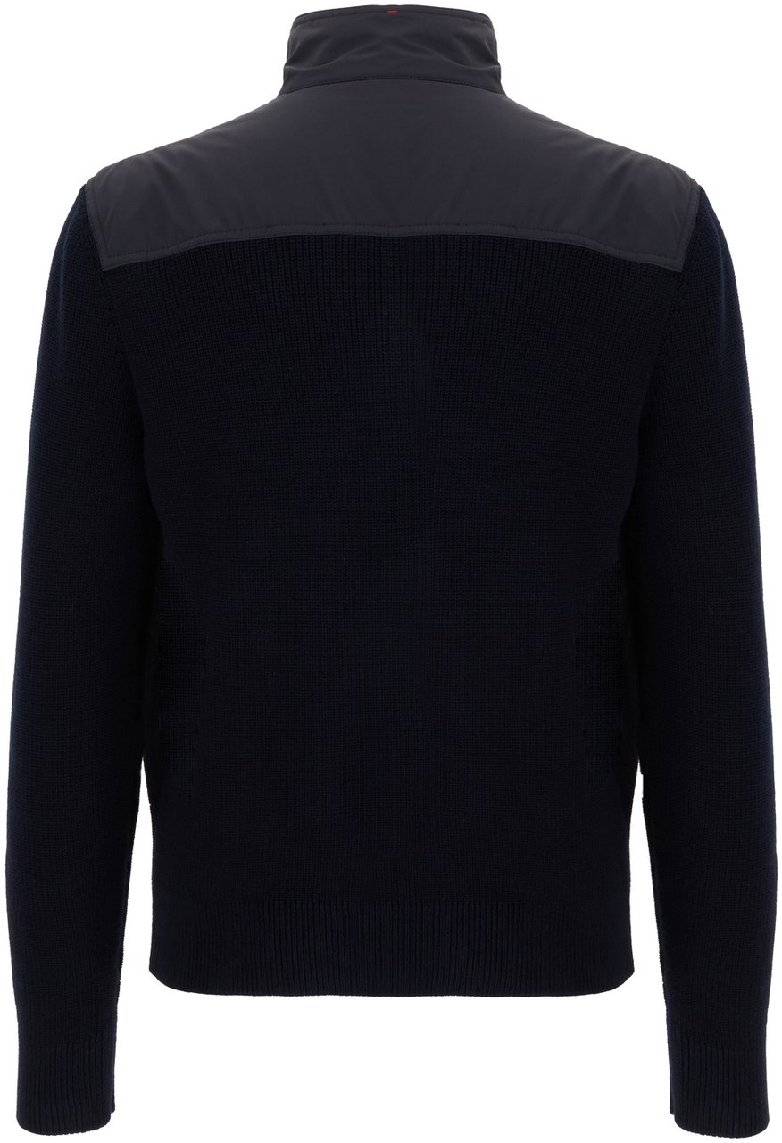 Moncler Moncler Grenoble Navy blue cotton Tricot cardigan Blauw