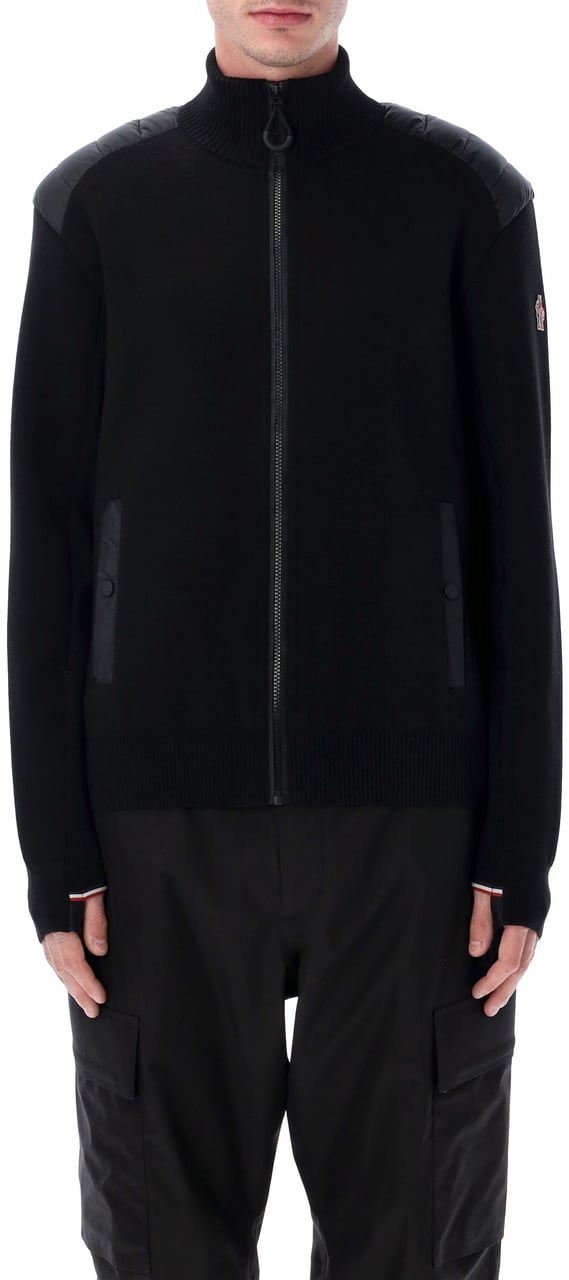 Moncler Moncler Grenoble padded wool zip-up cardigan Zwart
