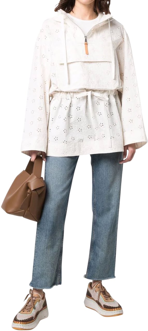 Moncler 2 Genius 1952 Asnen Broderie Anglaise Cape Wit