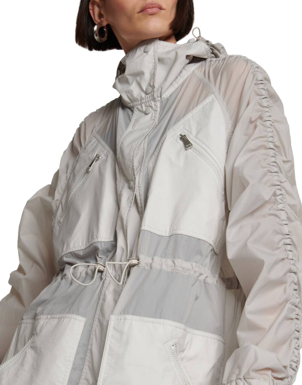 Moncler Potet Logo Parka Raincoat Grijs