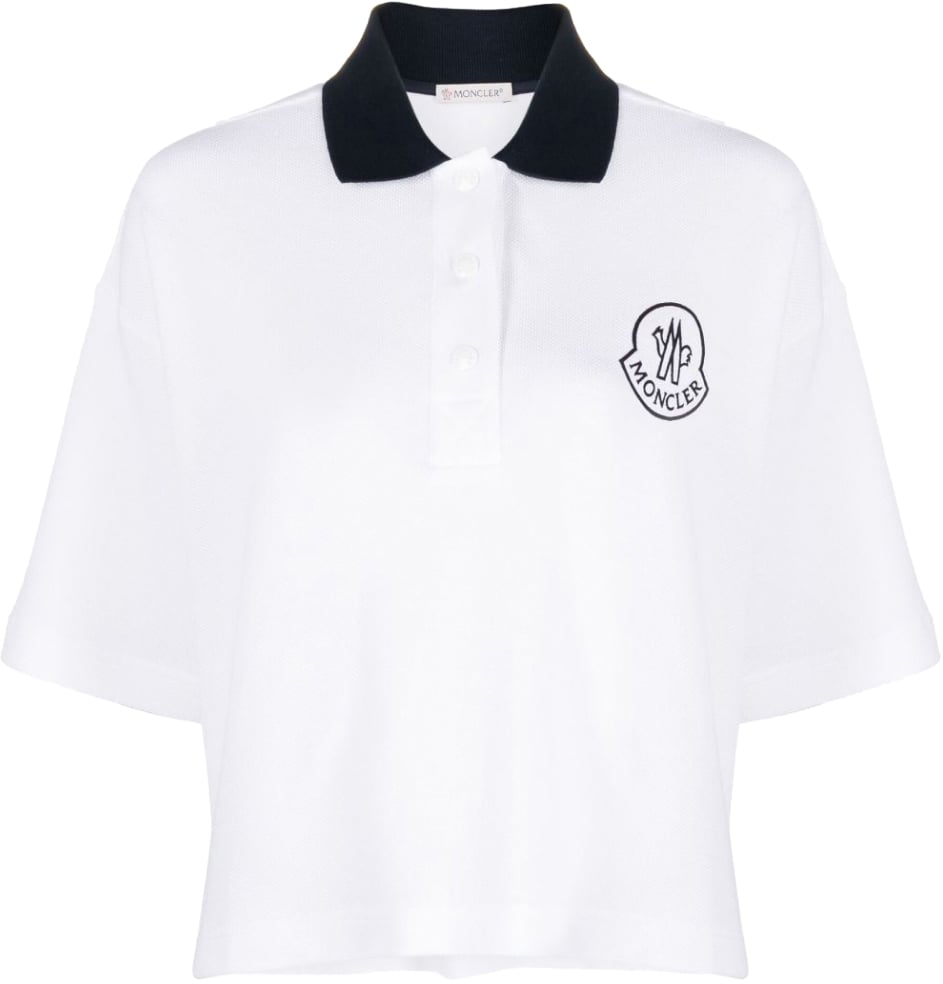 Moncler Logo Embroidered Short-sleeved Polo Shirt Wit