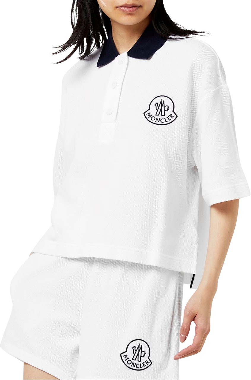 Moncler Logo Embroidered Short-sleeved Polo Shirt Wit