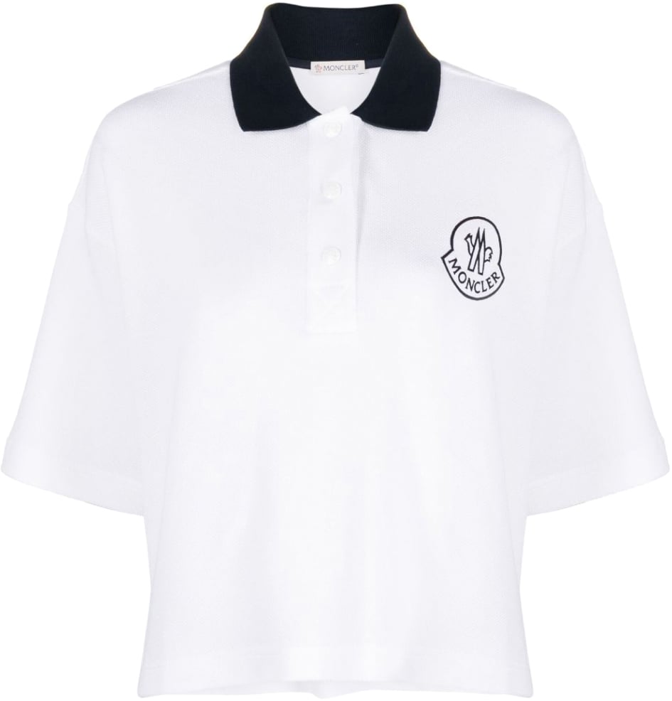 Moncler Logo Embroidered Short-sleeved Polo Shirt Wit