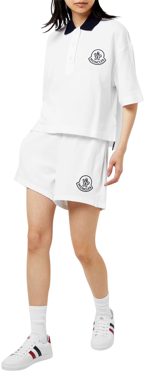 Moncler Logo Embroidered Short-sleeved Polo Shirt Wit