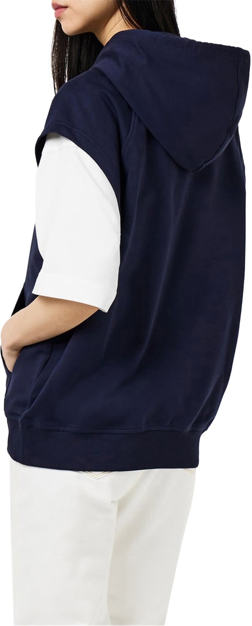 Moncler Logo Printed Sleeveless Hoodie Blauw