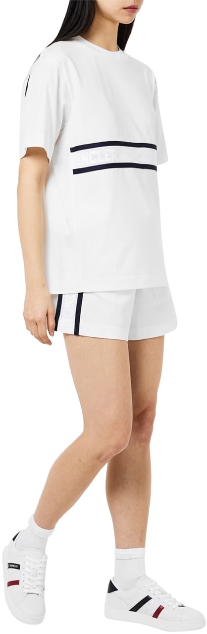 Moncler Stripe Detail Logo Shorts Wit